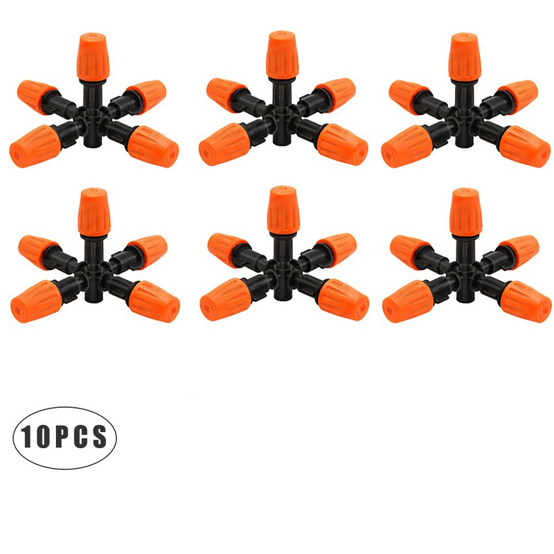 POM mlaznica za raspršivanje s 5 glava, raspršivač za kontrolu magle s mogućnošću podešavanja vode. DIY mikro navodnjavanje biljaka kapanjem, adapter za prskalice za vrtnu maglu