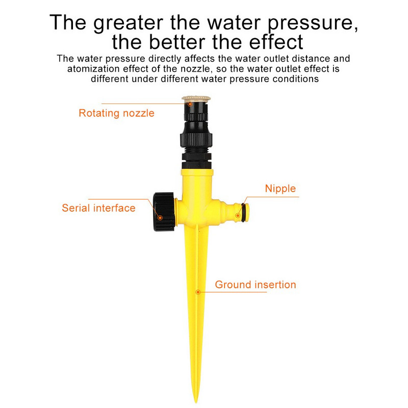 Laistīšanas dārza smidzinātājs viegli uzstādāms āra auto apūdeņošanas sistēma iekšpagalma zāliena zemes ieliktnis ABS praktiska 360 grādu rotācija