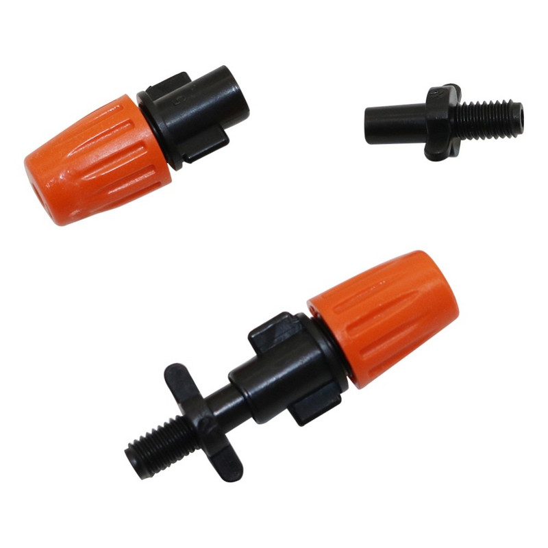 Оранжева дюза за мъгла с 6 мм винтов конектор Поливане на градината Напояване Микро капкови фитинги Спрей дюзи Пластмасови 100 бр.