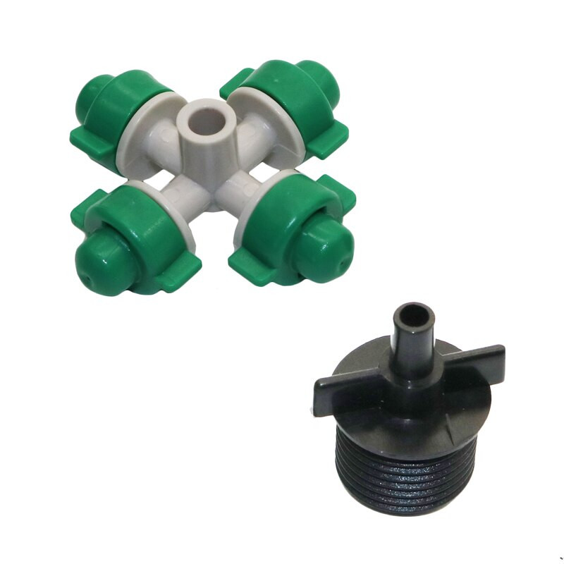 Σταυρωτό ακροφύσιο ομίχλης 1/2" Αρσενικό με σπείρωμα ψεκαστήρα κεφαλής στάγδην άρδευσης για φυτά ποτίσματος θερμοκηπίου 20 τμχ