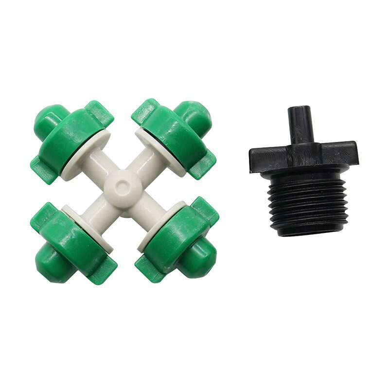 Σταυρωτό ακροφύσιο ομίχλης 1/2" Αρσενικό με σπείρωμα ψεκαστήρα κεφαλής στάγδην άρδευσης για φυτά ποτίσματος θερμοκηπίου 20 τμχ