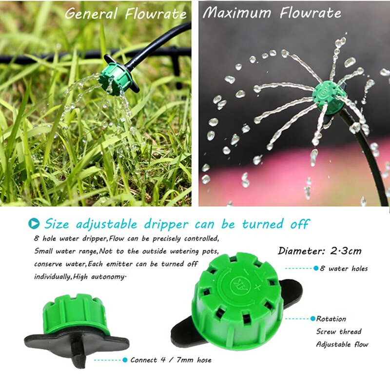 Спринклер за зелена градина с 8 дупки с капкомер за напояване на градината Селскостопански фитинг за поливане 200 бр.