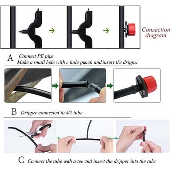 Регулируем напоителен капков спринклер 1/4-инчов маркуч Излъчватели за зеленчукови градини Цветни лехи Система за капково поливане на трева