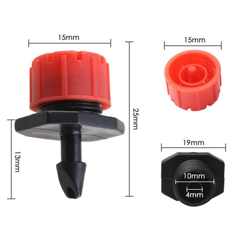 Regulējams apūdeņošanas smidzinātājs 1/4 collu šļūteņu izstarotāji dārzeņu dārziem puķu dobēm zāliena pilināmā laistīšanas sistēma