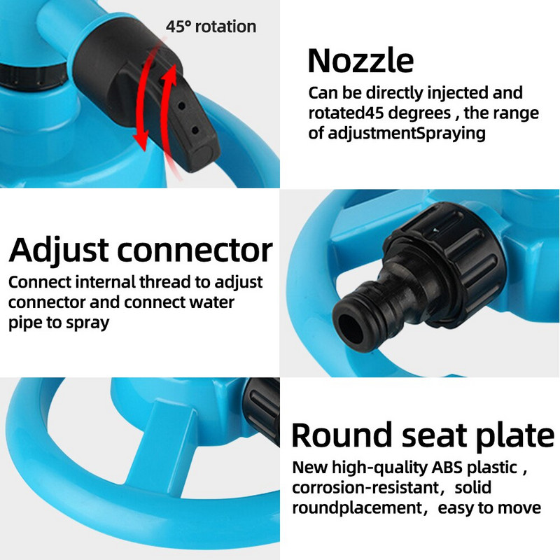 360 grādu automātiska rotējoša dārza zāliena ūdens smidzinātāju sistēma Ātrās savienošanas zāliena rotējoša sprausla dārza apūdeņošanas piederumi