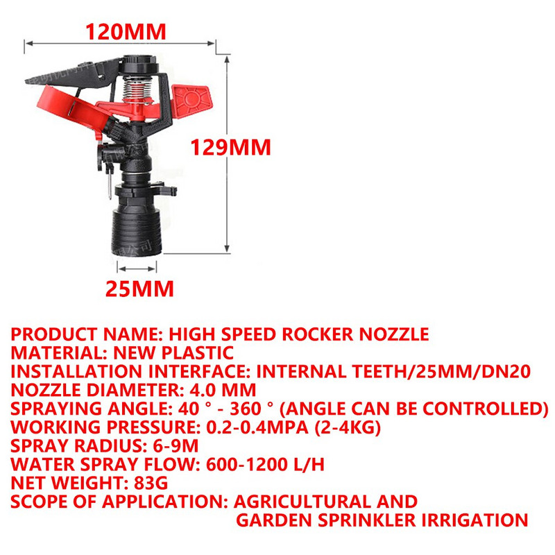 DN15/20 podesiva glava prskalice za 360 stupnjeva, automatska rotirajuća prskalica s klackalicom za ozelenjavanje vrtnog travnjaka