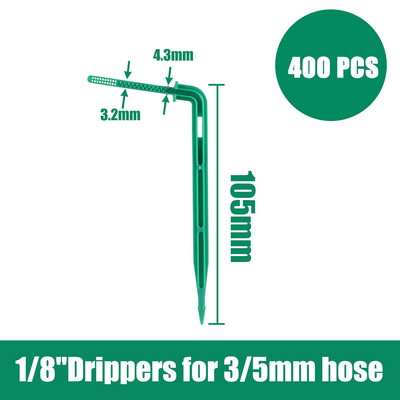 400 gab. Izliekts pilienveida apūdeņošanas izstarotājs 3/5 mm dārza apūdeņošanas podos, leņķa pilinātājs Dārza mikro pilienveida apūdeņošanas pilinātājs