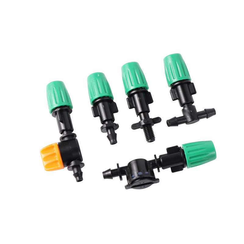 100 gab. Zaļās miglošanas izsmidzināšanas sprausla, siltumnīcas dzesēšana, mitrināšana dārza apūdeņošanas smidzinātājs dārza piederumi