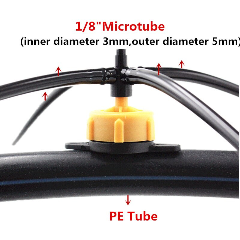 100 бр. 2L 4L 8L капкообразувател за компенсиране на налягането с конектори за бодли за 1/8" микротръбна стрелка капкообразувател Фитинги за капково напояване