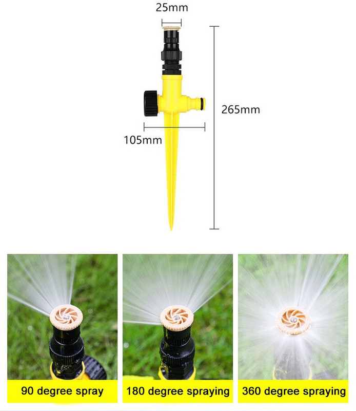 360 laipsnių sodo laistymo purkštuvai Automatiniai laistymo reguliuojami purškimo purkštukai Sodo žemės ūkio laistymo purkštuvai