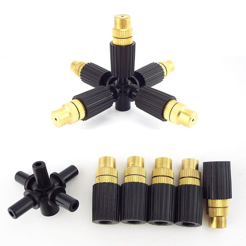 6 мм винт Микро капково напояване Замъгляваща месингова дюза Спрей спринклерна глава 4/7 мм накрайник Конектор за маркуч за вода Поливане на градината