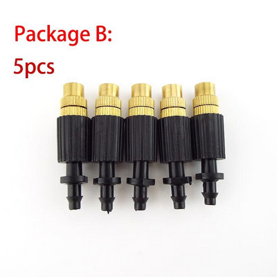 5 бр. Микро капково напояване Замъгляващ месинг 4/7 мм маркуч Спрей за поливане на градина Охлаждащи части Конектор за спринклер Дюза за водна мъгла