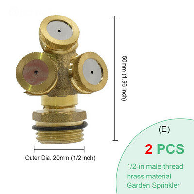 BRASMOYU 24 вида месингови дюзи за замъгляване Градинско медно напояване Охлаждащ спринклер Воден спрей Конектор Фитинги Мъжки Женски