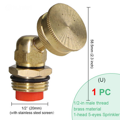 BRASMOYU 24 вида месингови дюзи за замъгляване Градинско медно напояване Охлаждащ спринклер Воден спрей Конектор Фитинги Мъжки Женски