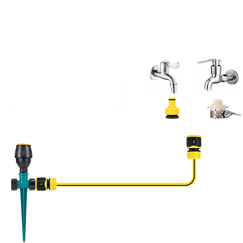 2 комплекта въртящи се на 360 градуса дюзи за поливане на селско стопанство, пластмасови дюзи за средно разстояние, комбинирани инструменти за напояване на градински тревни площи