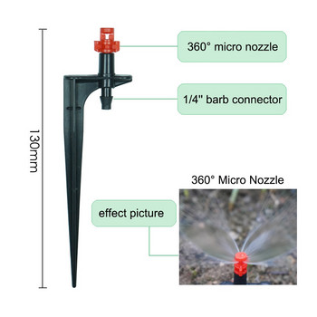20PCS 90/180/360 Degrees Misting Nozzles on Stake 1/4\'\' Barb Garden Irrigation Watering Spranklers For Agriculture Farm