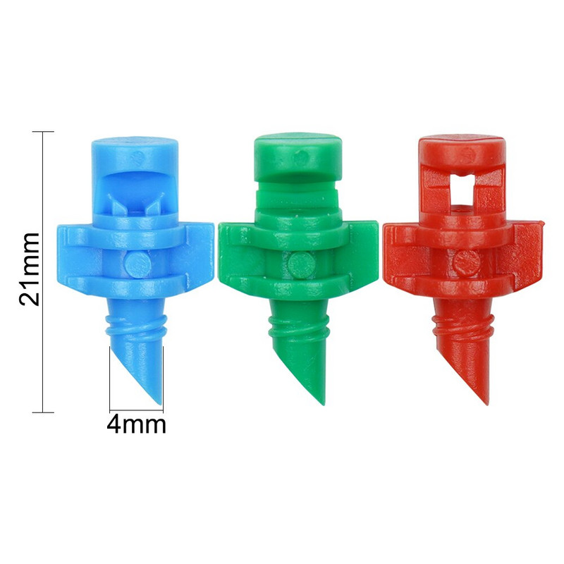 20 gab. 90/180/360 grādu miglošanas sprauslas uz 10,7 cm kāta 1/4 collas dārza apūdeņošanas laistīšanas smidzinātāji lauksaimniecības saimniecībai