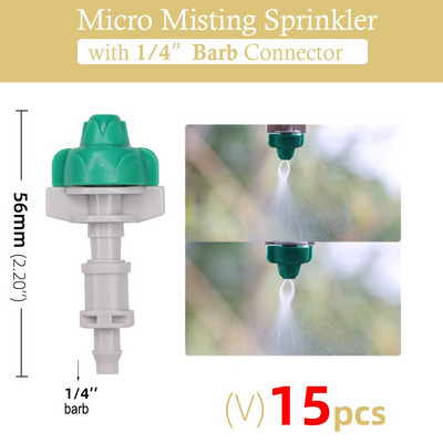 15 gab. 24 tipa dārzkopības laistīšanas miglas smidzinātāji, rotējošie refrakcijas sprauslas smidzinātājs ar 1/4 collu stieņu savienotāju 4/7 mm šļūtenes izsmidzinātājs