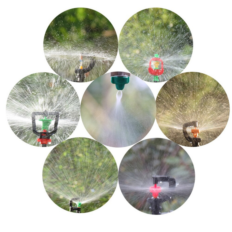 15 gab. 24 tipa dārzkopības laistīšanas miglas smidzinātāji, rotējošie refrakcijas sprauslas smidzinātājs ar 1/4 collu stieņu savienotāju 4/7 mm šļūtenes izsmidzinātājs