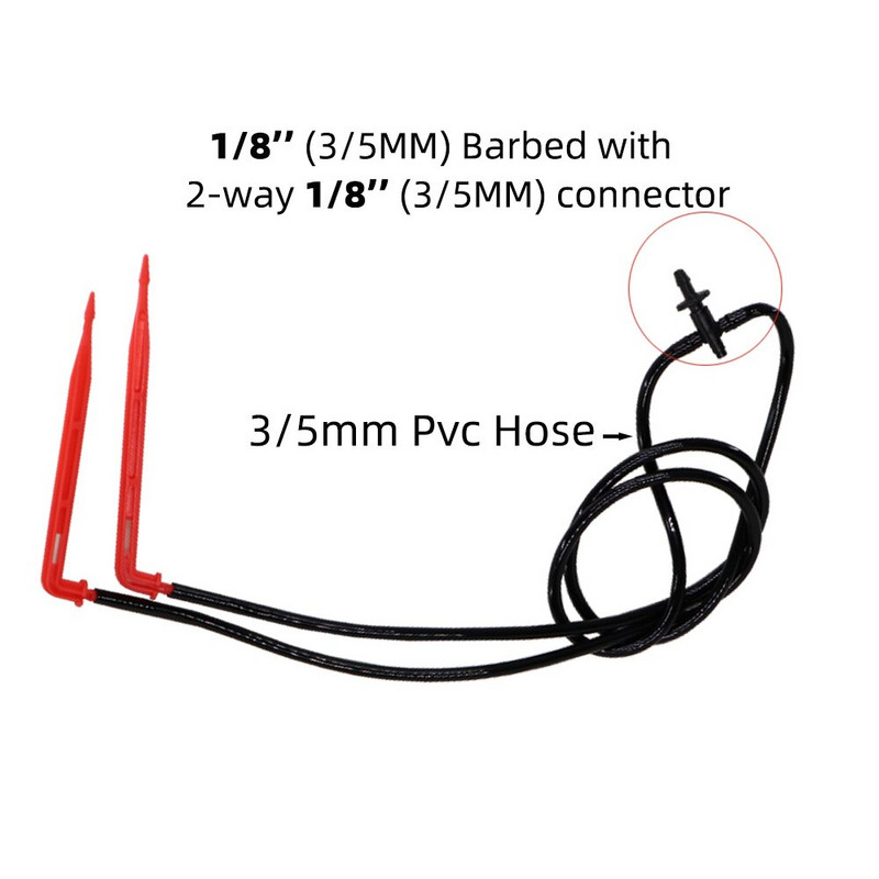 Siltumnīcas dārza laistīšanas pilinātājs 1/8 collu bultiņas līknes pilināšanai 3/5 mm šļūtenes caurule Emitter Drop mikro automātisks pilināmās apūdeņošanas rīks