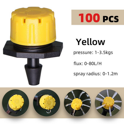 Garden 1/4'' Barb Adjustable Drip Irrigator Τετραχρωματικό ποτιστικό ποτιστικό για μπαλκόνι θερμοκηπίου σε γλάστρες φυτών λουλουδιών