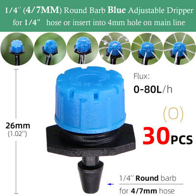 Vrtne podesive mlaznice za kapanje, raspršivači za navodnjavanje s 8 rupa, 1/4'' ivica protiv začepljenja, gredice za cvijeće, zalijevanje povrća