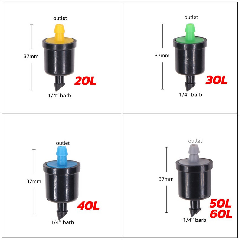 4L-60L/H dārza pilienveida apūdeņošanas pilinātājs pastāvīgas plūsmas spiediena kompensācijas sprausla 4/7 šļūtene PC ūdens taupītājs augu laistīšanai