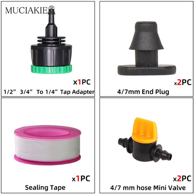 Κιτ σύνδεσης βρύσης νερού στάγδην άρδευσης κήπου 1/2" 3/4" Θηλική άρθρωση θηλής σε 4/7 8/11 Προσαρμογέας σωλήνων 2 κατευθύνσεων 4 κατευθύνσεων σωλήνα 16 mm