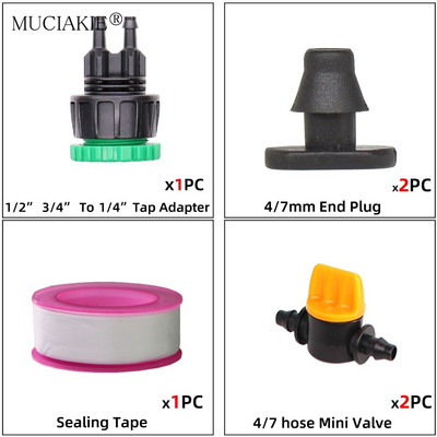 Κιτ σύνδεσης βρύσης νερού στάγδην άρδευσης κήπου 1/2" 3/4" Θηλική άρθρωση θηλής σε 4/7 8/11 Προσαρμογέας σωλήνων 2 κατευθύνσεων 4 κατευθύνσεων σωλήνα 16 mm