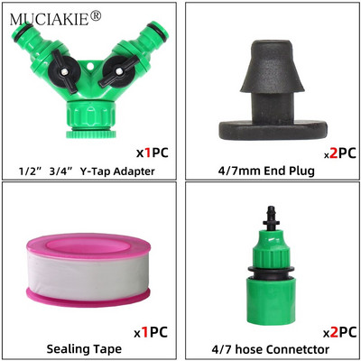 Κιτ σύνδεσης βρύσης νερού στάγδην άρδευσης κήπου 1/2" 3/4" Θηλική άρθρωση θηλής σε 4/7 8/11 Προσαρμογέας σωλήνων 2 κατευθύνσεων 4 κατευθύνσεων σωλήνα 16 mm