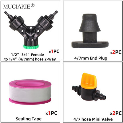 Κιτ σύνδεσης βρύσης νερού στάγδην άρδευσης κήπου 1/2" 3/4" Θηλική άρθρωση θηλής σε 4/7 8/11 Προσαρμογέας σωλήνων 2 κατευθύνσεων 4 κατευθύνσεων σωλήνα 16 mm