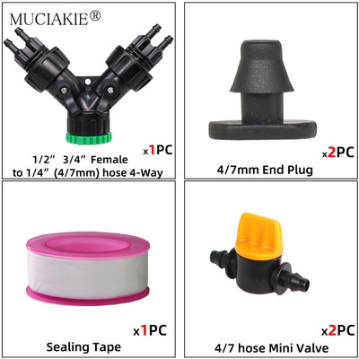 Κιτ σύνδεσης βρύσης νερού στάγδην άρδευσης κήπου 1/2" 3/4" Θηλική άρθρωση θηλής σε 4/7 8/11 Προσαρμογέας σωλήνων 2 κατευθύνσεων 4 κατευθύνσεων σωλήνα 16 mm