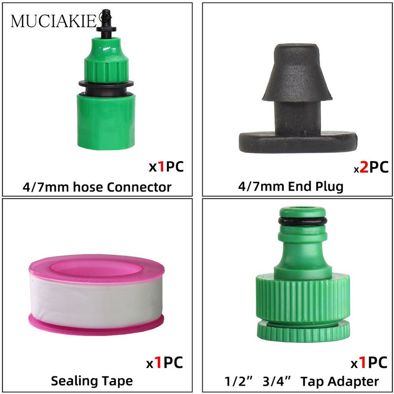 Κιτ σύνδεσης βρύσης νερού στάγδην άρδευσης κήπου 1/2" 3/4" Θηλική άρθρωση θηλής σε 4/7 8/11 Προσαρμογέας σωλήνων 2 κατευθύνσεων 4 κατευθύνσεων σωλήνα 16 mm