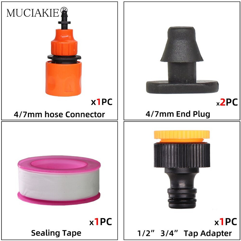 Κιτ σύνδεσης βρύσης νερού στάγδην άρδευσης κήπου 1/2" 3/4" Θηλική άρθρωση θηλής σε 4/7 8/11 Προσαρμογέας σωλήνων 2 κατευθύνσεων 4 κατευθύνσεων σωλήνα 16 mm