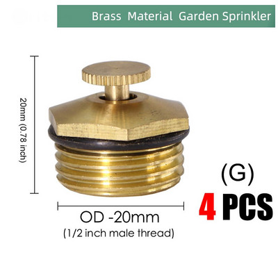 24 Τύποι ορειχάλκινο ακροφύσιο Garden Mist Sprankler Copper Misting Σύστημα ψύξης Ακροφύσιο άρδευσης 1/2" Εργαλείο ποτίσματος ομίχλης με νήματα
