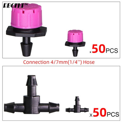 50 ΤΕΜ 12 Τύποι Πότισμα κήπου Ρυθμιζόμενος σταλάκτης 1/4" Αγκαθωτό μπλουζάκι 8 οπών Ψεκαστήρες Εκπομπός ερεθισμού για λάστιχο 4/7mm