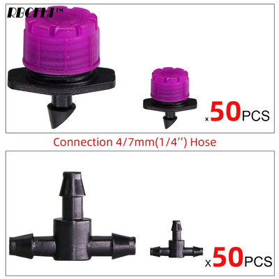 50 ΤΕΜ 12 Τύποι Πότισμα κήπου Ρυθμιζόμενος σταλάκτης 1/4" Αγκαθωτό μπλουζάκι 8 οπών Ψεκαστήρες Εκπομπός ερεθισμού για λάστιχο 4/7mm