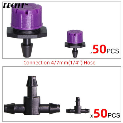 50 ΤΕΜ 12 Τύποι Πότισμα κήπου Ρυθμιζόμενος σταλάκτης 1/4" Αγκαθωτό μπλουζάκι 8 οπών Ψεκαστήρες Εκπομπός ερεθισμού για λάστιχο 4/7mm
