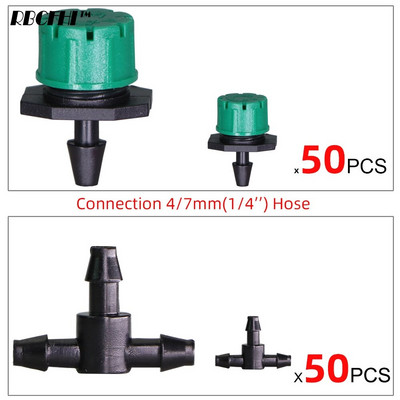 50 ΤΕΜ 12 Τύποι Πότισμα κήπου Ρυθμιζόμενος σταλάκτης 1/4" Αγκαθωτό μπλουζάκι 8 οπών Ψεκαστήρες Εκπομπός ερεθισμού για λάστιχο 4/7mm