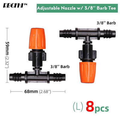 1/4'' 3/8'' Garden Dripper Sprayer Nozzle Watering Misting Atomizing Sprinklers Σύστημα άρδευσης με συνδετήρα με σπειρώματα Tee Barb