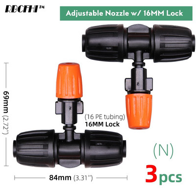 1/4'' 3/8'' Garden Dripper Sprayer Nozzle Watering Misting Atomizing Sprinklers Σύστημα άρδευσης με συνδετήρα με σπειρώματα Tee Barb