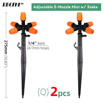 1/4'' 3/8'' Garden Dripper Sprayer Nozzle Watering Misting Atomizing Sprinklers Σύστημα άρδευσης με συνδετήρα με σπειρώματα Tee Barb