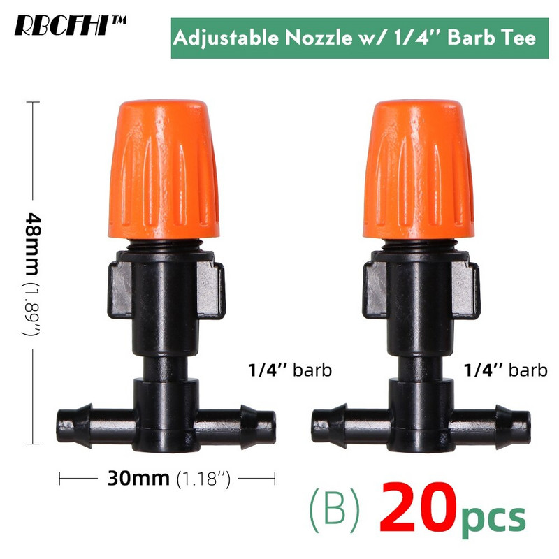 1/4'' 3/8'' Garden Dripper Sprayer Nozzle Watering Misting Atomizing Sprinklers Σύστημα άρδευσης με συνδετήρα με σπειρώματα Tee Barb