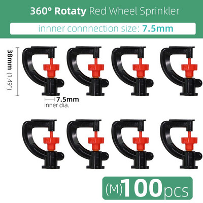 360/180 grādu rotējoša smidzinātāja refrakcijas miglas sprauslas ar stabiņiem savienotāju Gardens zāliena apūdeņošana 1/4 collu šļūteņu smidzinātājiem