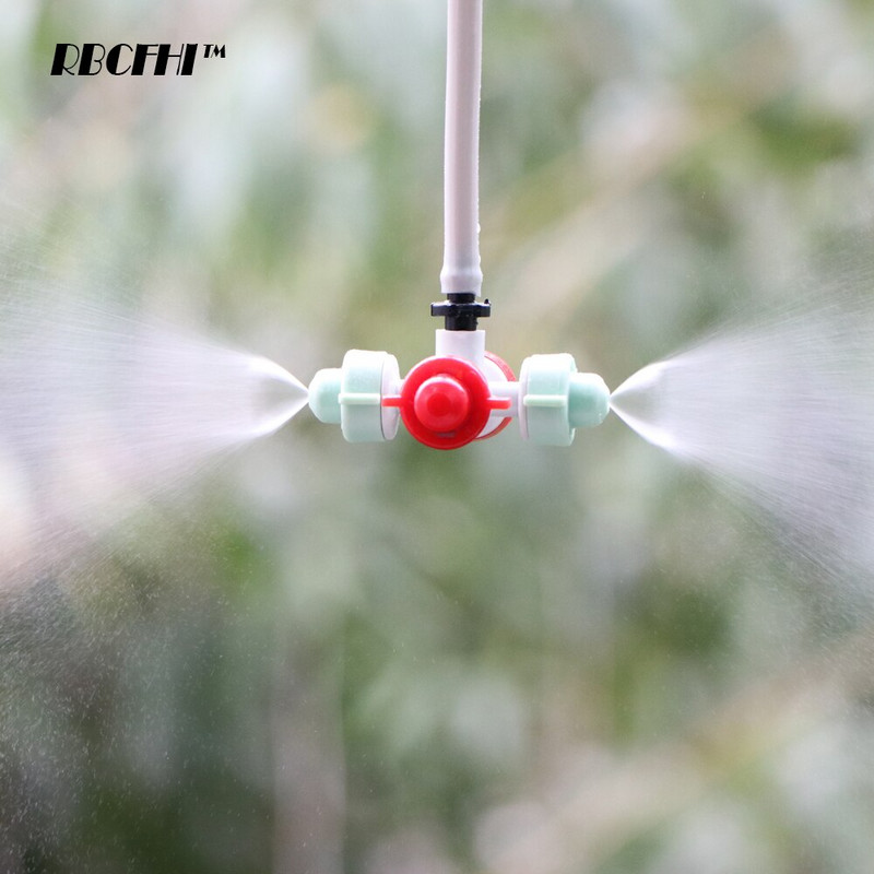 RBCFHI 5PCS 15-28L /h 180 μοίρες Misting Cross ακροφύσια Κήπος Σύστημα ψύξης άρδευσης Ψεκαστήρας Κεφαλή ψεκασμού ψεκασμού Πότισμα