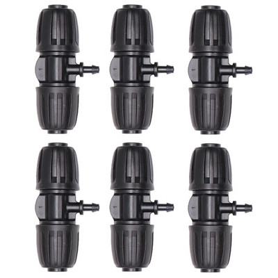 Garden 16mm Lock Tee Connector Σωληνώσεις PE 16mm σε λάστιχο 4/7mm με προσαρμογέα μείωσης Barb Νερό άρδευσης εγκαταστάσεων 1/2" έως 1/4"Splitters