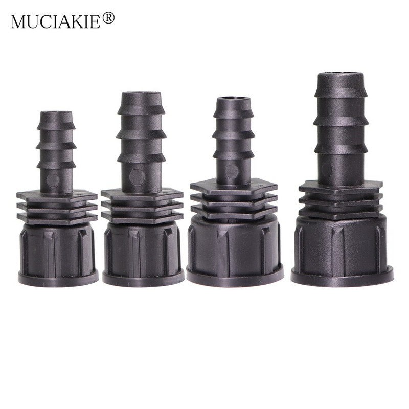 4PCS 1/2" 3/4" Адаптер за резба 16 20 25 MM PE тръба Конектор за тройник на маркуча Фитинги за капково напояване на градински растения