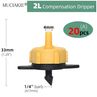 20-500PCS 2L/4L/8L/H Dārza laistīšanas spiediena kompensēts pilinātājs zāliena mikropilienu emitētājs siltumnīcas lauksaimniecības apūdeņošanas rīks