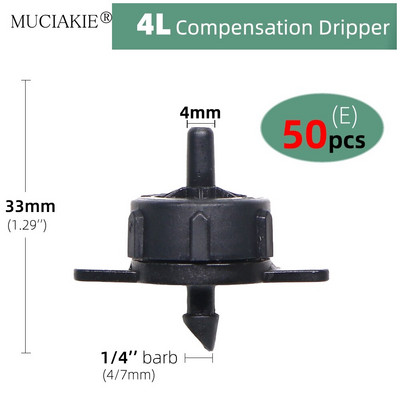 20-500PCS 2L/4L/8L/H Dārza laistīšanas spiediena kompensēts pilinātājs zāliena mikropilienu emitētājs siltumnīcas lauksaimniecības apūdeņošanas rīks