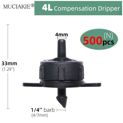 20-500PCS 2L/4L/8L/H Dārza laistīšanas spiediena kompensēts pilinātājs zāliena mikropilienu emitētājs siltumnīcas lauksaimniecības apūdeņošanas rīks